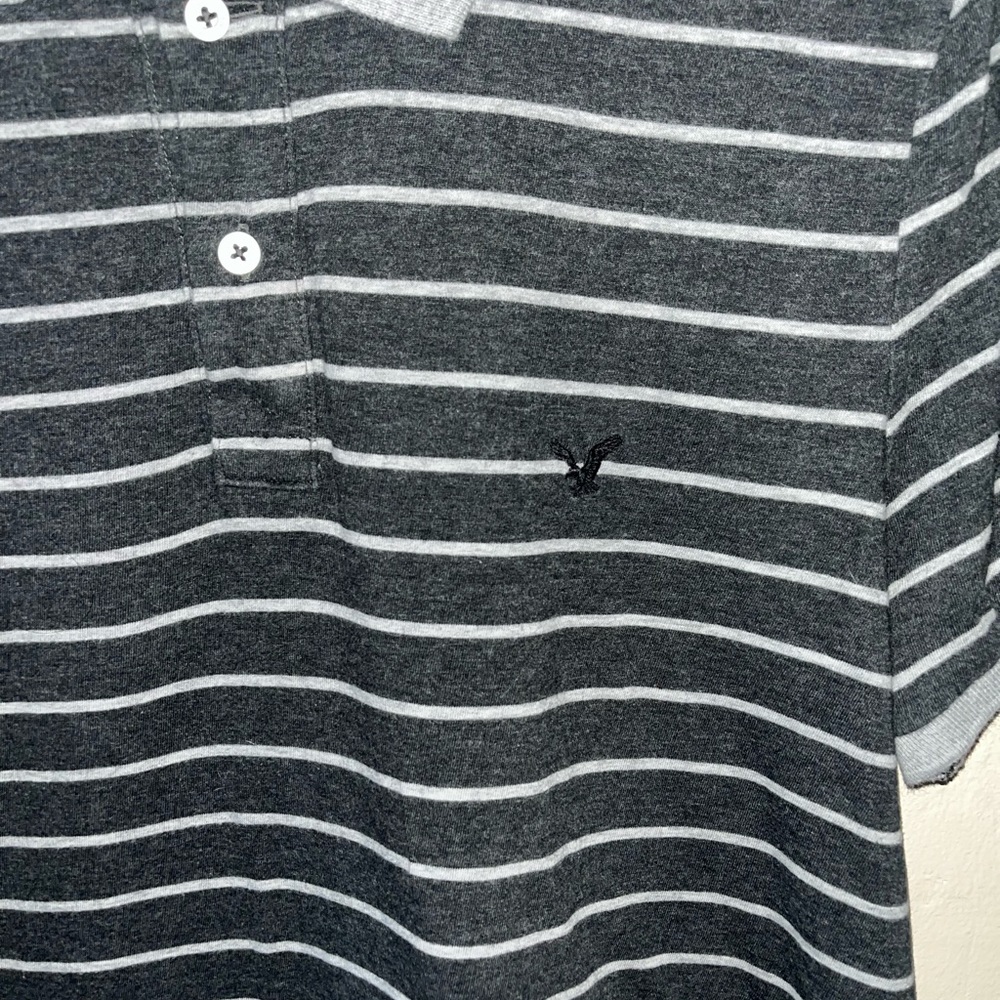 American Eagle Outfitters Mens Classic Fit Polo Shirt Size M Gray Short Sleeve - Picture 5 of 6